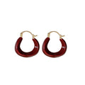 14K Gold Plated Copper Red Enamel Round Geometric U-Shaped Ear Cuff Earrings view 5