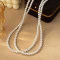 Light Luxury Copper Round Pearl Long Sweater Necklace For Women Elegant Geometric Pendant view 2