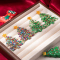 Christmas Tree Star Acrylic Rhinestone Bead Chain Dangle Studs Festive Luxury Women's Earrings view 2