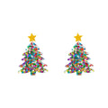 Christmas Tree Star Acrylic Rhinestone Bead Chain Dangle Studs Festive Luxury Women's Earrings view 5