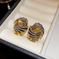Light Luxury Vintage Rhinestone Irregular Geometric Round Alloy Stud Earrings With Silver Pins view 1