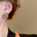 Light Luxury Vintage Rhinestone Irregular Geometric Round Alloy Stud Earrings With Silver Pins view 4