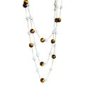 Vintage Maillard Resin Tiger Eye Pearl Beaded Geometric Pendant Sweater Necklace For Women view 5