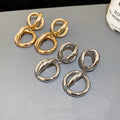 European Style Geometric Round Hollow Metal Stud Earrings For Women Minimalist Fashion Jewelry view 2