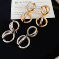 European Style Geometric Round Hollow Metal Stud Earrings For Women Minimalist Fashion Jewelry view 4
