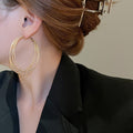 European American Style Metal Multi-Layer Circle Pendant Hoop Earrings For Women view 4