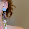 Silver Needle Acrylic Resin Sun Moon Asymmetric Floral Drop Earrings Fresh Style view 4