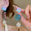 Silver Needle Acrylic Resin Sun Moon Asymmetric Floral Drop Earrings Fresh Style view 2