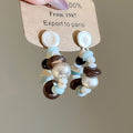 Vintage Ethnic Stone Beaded Eight Point Star Drop Earrings With Shell Accents For Women view 4