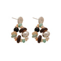 Vintage Ethnic Stone Beaded Eight Point Star Drop Earrings With Shell Accents For Women view 5