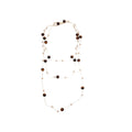 Vintage Tiger Eye Pearl Beaded Layered Crystal Sweater Necklace, Maillard Geometric Round Bead Style For Women view 5