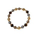 French Vintage Tiger Eye Stone Faux Pearl Beaded Magnetic Bangle For Women view 5