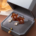 Vintage Maillard Acrylic Flower Zircon Inlaid Waterdrop Pendant Elegant Fashion Ear Hook Earrings view 2