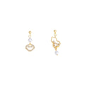 Elegant Asymmetric Gourd Peace Lock Mother Of Pearl Rhinestone Alloy Pearl Drop Stud Earrings view 5