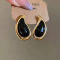Vintage French Stainless Steel Enamel Heart Teardrop Pendant Stud Earrings view 2