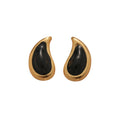 Vintage French Stainless Steel Enamel Heart Teardrop Pendant Stud Earrings view 5