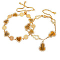 18K Gold Plated Copper Zirconia Gourd Heart Adjustable Bracelet, Vintage Light Luxury Jewelry view 5
