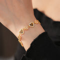 18K Gold Plated Copper Zirconia Gourd Heart Adjustable Bracelet, Vintage Light Luxury Jewelry view 4