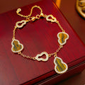 18K Gold Plated Copper Zirconia Gourd Heart Adjustable Bracelet, Vintage Light Luxury Jewelry view 3