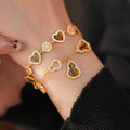18K Gold Plated Copper Zirconia Gourd Heart Adjustable Bracelet, Vintage Light Luxury Jewelry view 2