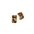 Silver Needle Faux Horsehair Leopard Print Geometric C-Shaped Stud Earrings, Vintage Luxury Style view 5