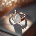Palace Style Water Drop Faux Opal Ring For Women, Leaf Branch Baroque Statement Finger Ring view 1