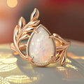 Palace Style Water Drop Faux Opal Ring For Women, Leaf Branch Baroque Statement Finger Ring view 2