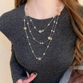 French Light Luxury Copper Crystal Round Beaded Layered Sweater Necklace view 3