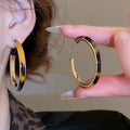 Acetate Leopard Print C Shape Hoop Earrings With Silver Pins, Retro Maillard Geometric Round Design view 3
