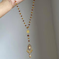 Ethnic Style Faux Crystal Beaded Chinese Knot Teardrop Pendant Sweater Necklace For Women view 1