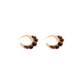 Vintage Court Style C Hoop Tiger Eye Beaded Copper Stud Dangle Amber Tone Elegant Women's Earrings view 5