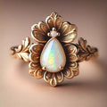 Fresh Pastoral Faux Opal Iris Flower Ring With Woodland Metal Style Accessory For Women view 1