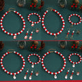 Elegant Christmas Santa Snowman Tree Enamel Charm Red White Pearl Beaded Jewelry Set Drop Earrings view 1