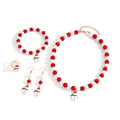 Elegant Christmas Santa Snowman Tree Enamel Charm Red White Pearl Beaded Jewelry Set Drop Earrings view 5