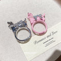 Cute Zircon Bow Faux Pearl Puppy Ring For Women Resort Style Light Luxury Index Finger Jewelry view 2
