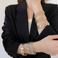 European American Metal Round Heart Triple Layer Hollow Open Bangle For Women view 1