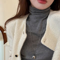 Korean Style Geometric Round Double Layer Pendant Sweater Necklace Minimalist Chain Jewelry view 3