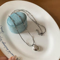 Korean Style Geometric Round Double Layer Pendant Sweater Necklace Minimalist Chain Jewelry view 4