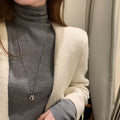 Korean Style Geometric Round Double Layer Pendant Sweater Necklace Minimalist Chain Jewelry view 1