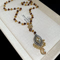 Vintage Beaded Chinese Knot Oval Eye Teardrop Glass Crystal Sweater Necklace view 2
