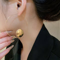 Alloy Asymmetric Geometric Circle Moon Hook Earrings For Women Minimalist Western Style view 3