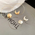 Alloy Asymmetric Geometric Circle Moon Hook Earrings For Women Minimalist Western Style view 2