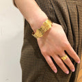 European Style Irregular Round Open Iron Bangle With Crumpled Metal Texture For Women view 3