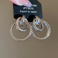 Iron Geometric Hollow Round Pendant Drop Earrings, Minimalist Metallic Style view 3