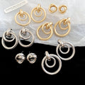 Iron Geometric Hollow Round Pendant Drop Earrings, Minimalist Metallic Style view 1