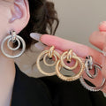 Iron Geometric Hollow Round Pendant Drop Earrings, Minimalist Metallic Style view 2