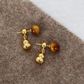 Acrylic Tiger Eye Geometric Gourd Convertible Stud Earrings Maillard New Chinese Minimalist Style view 2