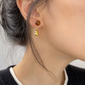 Acrylic Tiger Eye Geometric Gourd Convertible Stud Earrings Maillard New Chinese Minimalist Style view 3