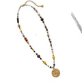 Ethnic Stainless Steel Rhinestone Stone Beaded Colorful Geometric Necklace For Women view 5