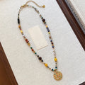 Ethnic Stainless Steel Rhinestone Stone Beaded Colorful Geometric Necklace For Women view 4